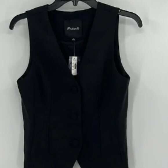 Madewell Women's V-Neck Vest in Wool Blend - Black - 0 - New with tags - Picture 1 of 6